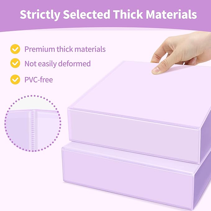 SUNEE 3 Ring Binder 3 Inch 1 Pack, Clear View Binder Three Ring PVC-Free (Fit 8.5x11 Inches) for School or Office Supplies, Purple