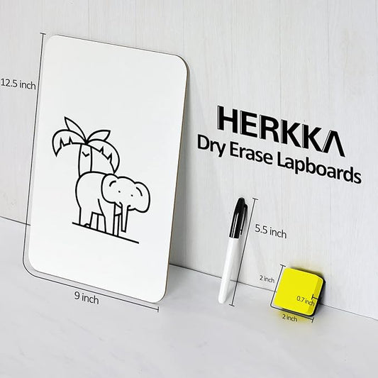 Dry Erase Lapboards, HERKKA 15 Pack Double Sided Dry Erase Lap Boards 9 x 12.5 Inch, 15 Markers, 15 Erasers, Small Dry Erase Boards for Students Classroom Teacher Supplies