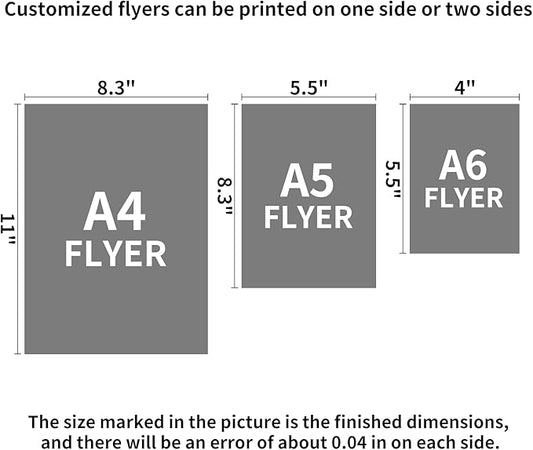 Customized Flyer Paper for Business Personalized A5 Flyer with Your Photo Logo Text Glossy Paper Printing Flyers for Advertising, Customized printing on one or both sides (500, 1000, 2000 Sheets)