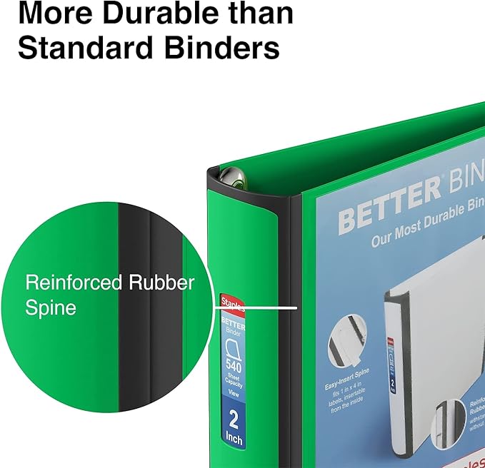 Staples Better Binder, 2-Inch, Green