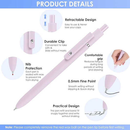 Donyang Gel Pens, 7pcs 0.5mm Cute Black Ink Fine Point Pens With Smooth Writing, Quick Dry Pen For Journaling, Teacher Work Desk Accessories Office School Supplies for Men Women Student (Morandi)