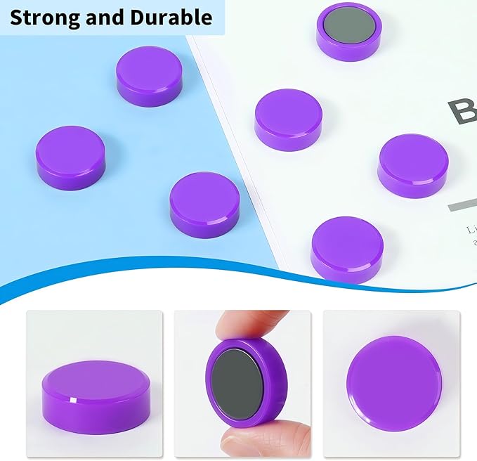 Fridge Magnets, 30 Pack Strong Small Heavy Duty Magnets, Decorative Mini Cute Round Refrigerator Magnets for Whiteboard, Crafts, Fridge, Locker, Classroom, Office,Kitchen (Purple)