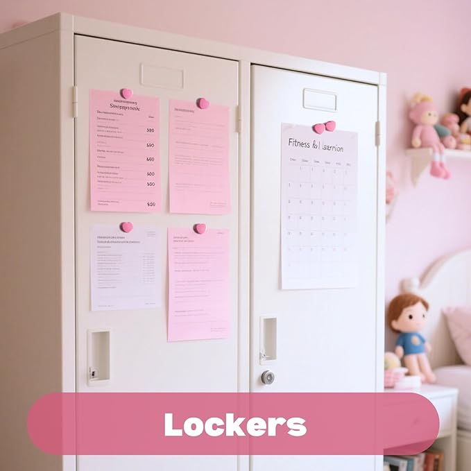 60PCS Fridge Magnets - Mini Heart Refrigerator Magnets - Heavy Duty Strong Magnets for Whiteboard, Map & Locker, Cute Pink Small Decorative Magnet for Classroom, Kitchen, Office, Home, Cabinet