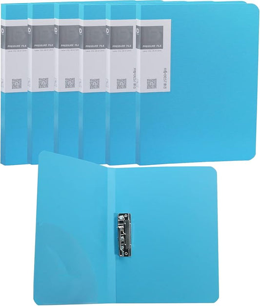 Acocony Punchless Binder with Clamp Letter Size Punchless Clamp Binder 8.5 x 11 Report Covers Plastic Watery Blue Pack of 6