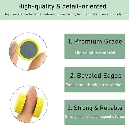 Fridge Magnets 20 Pcs, Strong Refrigerator Magnets Small Heavy Duty, Mini Round Magnets for Whiteboard, Office, Classroom, Cute Decorative Magnet for Fridge, Kitchen, Locker, Crafts (Yellow)