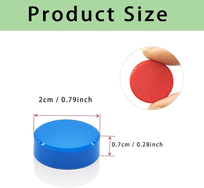 20PCS Fridge Magnets - Small Strong Refrigerator Magnets, Heavy Duty Magnets for Whiteboard, Decorative Cute Mini Round Magnet for Office, Kitchen, School, Classroom, Locker, Crafts (Red +Blue)