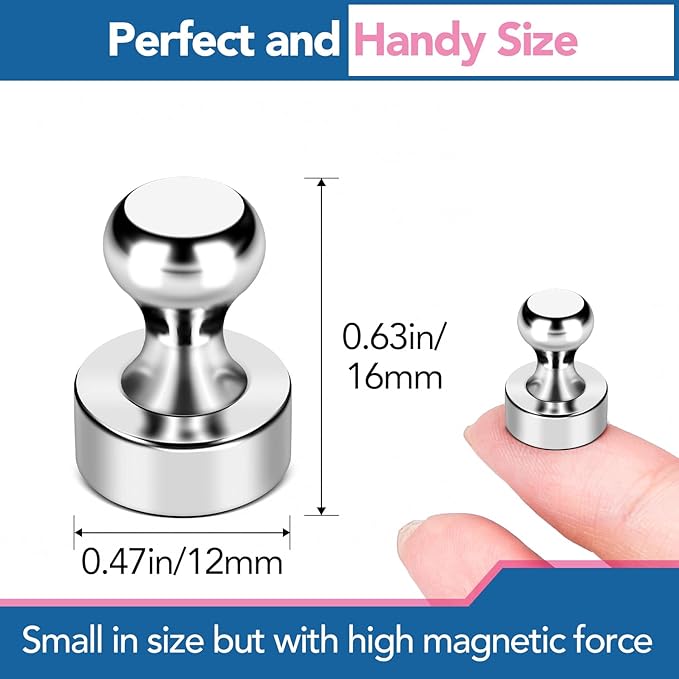 LOVIMAG Refrigerator Magnets, 28Pcs Strong Fridge Magnets for Refrigerator, Small Neodymium Magnet for Whiteboard, Metal Push Pin Magnet for Kitchen, Office, School, Locker, Map Decorative