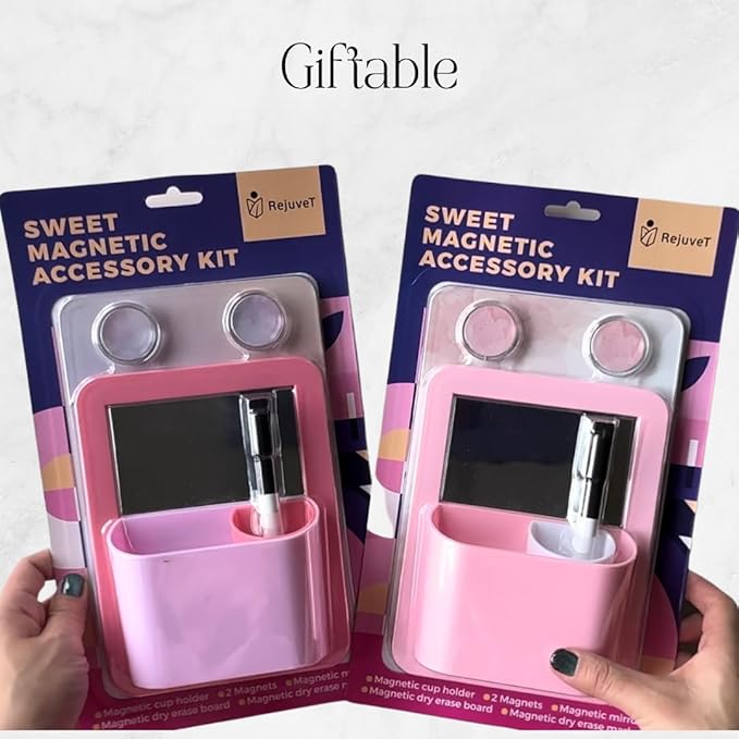 Pink Locker Decor - 7 Piece Aesthetic Magnetic Set, Perfect for Girls' Middle School Lockers