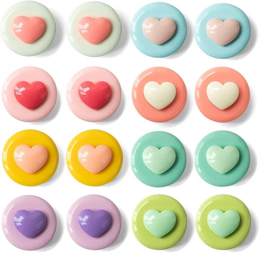 16/9-Piece Glossy Cute Macaron Love Heart Magnet Set - for Whiteboard, Locker, Kitchen & Office, Colorful Strong Decorative Magnetic Decals (Multi-Color, Multi-Pack)