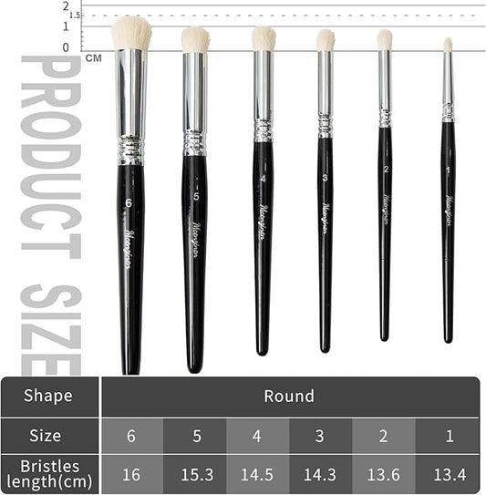 6 Pieces Exquisite Detail Paint Brush Set with Copper Tube and Special Double - Wire - Binding Process,Birch Wood Pen,Circular Grip. Suitable Oil,Watercolour,Acrylic,Digital Painting