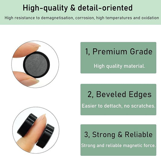 Fridge Magnets - 20 Pack Strong Refrigerator Magnets, Small Heavy Duty Round Magnets for Whiteboard Locker Office Classroom & Crafts, Decorative Cute Mini Black Magnet for Fridge School (Black)
