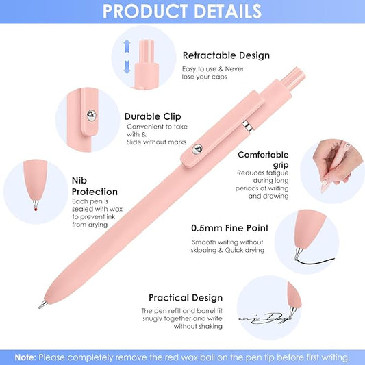 Donyang Gel Pens, 5pcs 0.5mm Cute Black Ink Fine Point Pens With Smooth Writing, Quick Dry Pens For Journaling, Teacher Work Desk Accessories Office School Supplies for Men Women Student (Morandi)