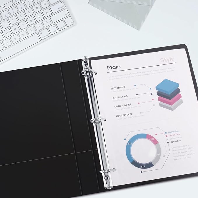 3 Ring Binder 1 Inch, ViVin Sturdy 1"-Slant D Ring Binder with 2 Interior Pockets, Clear View Cover, PVC-Free, Fits 225 Sheets of US Letter Size Paper (12 Pack, Black)
