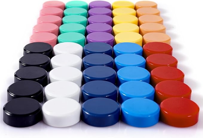 DARUITE Fridge Magnets, 50pcs Strong Refrigerator Magnets for Whiteboard, Small Heavy Duty Mini Cute Magnets for Fridge, Locker, White Board, Kitchen, Office (Colorful)