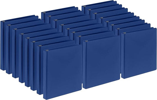 Samsill 1 Inch Document Storage Binder, Made in USA, FSC 100% Recyled Chipboard, Round Ring, 3 Ring Binder, 24 Pack, Navy