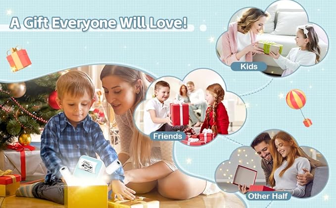 Sticker Printer - Printpods Mini Printer with Stickers, Print Pod, Bluetooth Inkless Printers, Sticker Maker, Portable Thermal Printer for iphone, Impresora Portátil for Notes, Journal, DIY, Kids Gift