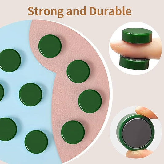 Fridge Magnets, 10Pcs Strong Small Magnets, Decorative Heavy Duty Refrigerator Magnets, Round Mini Cute Magnet for Whiteboard, Fridge, Locker, Classroom, Kitchen, Office, Dark Green