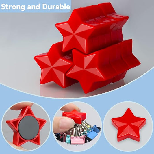 ZDZBLX 30 Pack Red Fridge Magnets, Strong Refrigerator Magnets, Small Heavy Duty Magnets for Whiteboard, Cute Decorative Star Mini Magnet for Fridge, Office, Kitchen, Classroom, Home, Locker, Craft