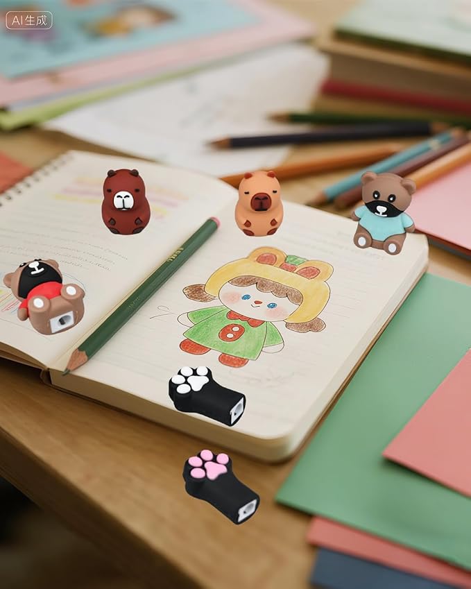 30 PCS Cute Pencil Sharpeners for Kids, Fun Pencil Sharpeners Bulk, Kids Pencil Sharpener Manual, Colored Pencils Sharpeners for Party Favors (12)