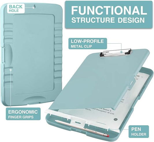 Sooez Clip Boards 8.5x11 with Storage, High Capacity Storage Clipboard, Nursing Clipboard Folder with Pen Holder, Heavy Duty Plastic Clipboard with Low Profile Clip, Clipboard Binder for Teacher, Work