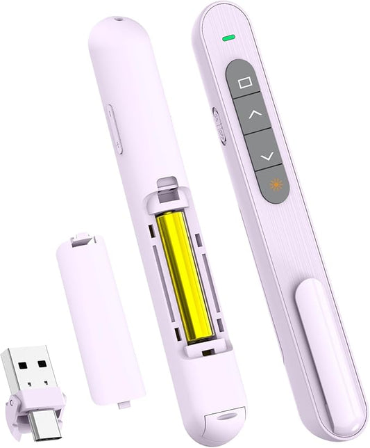 QUI Presentation Clicker for PowerPoint, RF 2.4GHz USB C Wireless Presenter Remote with Volume Control, PowerPoint Clicker Slide Advancer for Mac, Windows, Laptop, Keynote