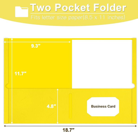 Folders with Pockets, LAYZZ 30 Pack Paper Pocket Folders, 2 Pocket Folders Fits Letter Size Paper, for School Office and Home (Yellow)