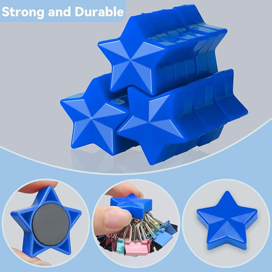 ZDZBLX 30 Pack Blue Fridge Magnets, Strong Refrigerator Magnets, Small Heavy Duty Magnets for Whiteboard, Cute Decorative Star Mini Magnet for Fridge, Office, Kitchen, Classroom, Home, Locker, Craft