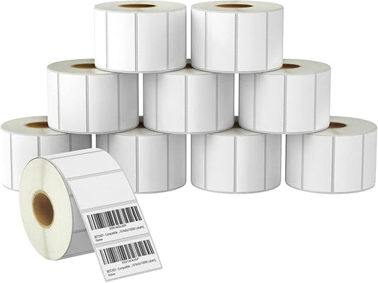 BETCKEY - 2" x 1" (51 mm x 25 mm) UPC Barcode & Address Labels Compatible with Zebra & Rollo Label Printer,Premium Adhesive & Perforated [10 Rolls, 13000 Labels]