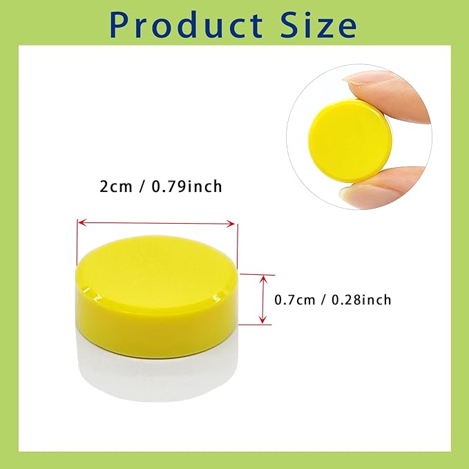 Fridge Magnets, 30 Pcs Strong Refrigerator Magnets,Heavy Duty Round Small Magnets for Whiteboard Fridge Locker Craft,Decorative Cute Mini Magnet for School Classroom Office Kitchen Home, Yellow