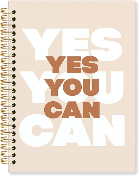 KRHFG Brown Inspirational Spiral Notebook, Motivational Journal, Positive Affirmation Journals for Writing, Yes You Can Girly Preppy Notebooks for Note Taking, 5.5x8.3 Inch