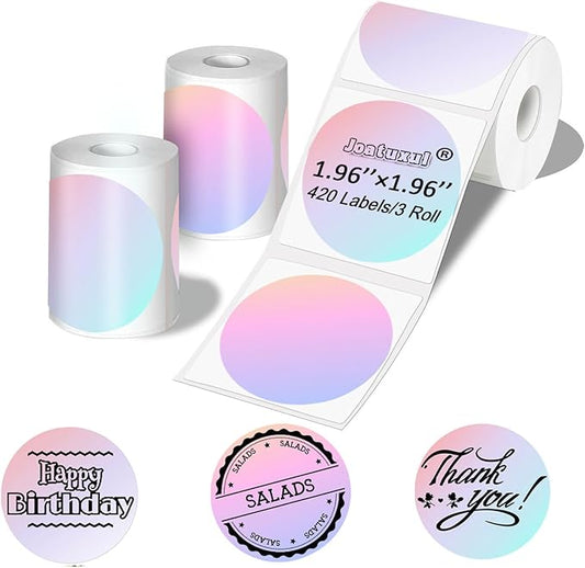 2 inch Round Thermal Labels for T50M/M110/M120/M220/M221 Label Maker, Thermal Printer Labels for Barcode, Shipping, Customized, Direct Thermal Stickers 420 PCS/3 Rolls, Purple