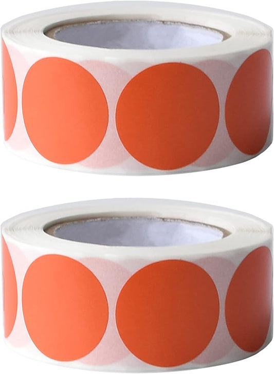 1000 Pieces 1 Inch Round Color Coding Labels Writable Circle Dot Labels Self Adhesive Color Round Stickers for Inventory Home Organize, File Classification(2 Rolls, Orange)