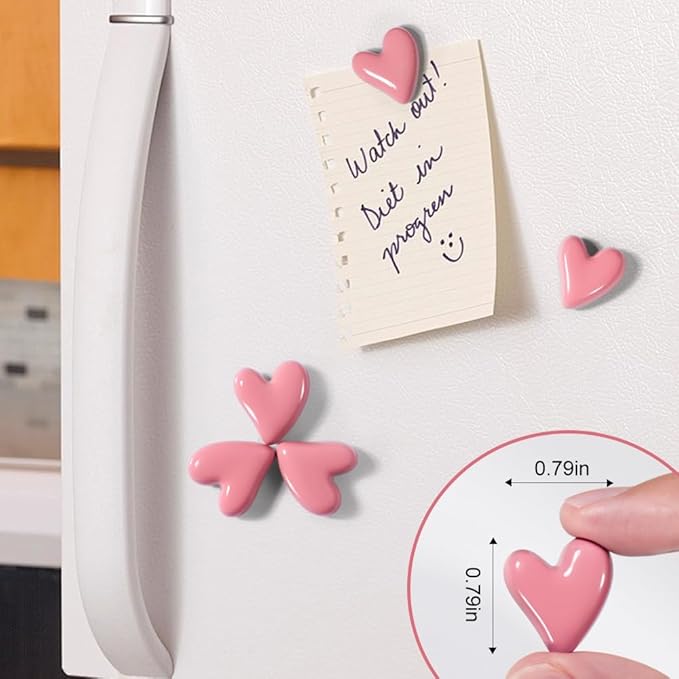 22Pcs Fridge Magnets,Cute Love Heart Decorative Magnets, Refrigerator Magnets for Whiteboard Cabinet Locker,Strong Holding Power,Pink