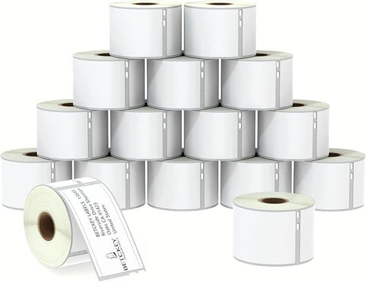 BETCKEY - Compatible DYMO 30323 (2-1/8" x 4") Shipping/Name Badge Labels, Perforated, Compatible with DYMO Labelwriter 450, 4XL, Rollo NOT Fit 550 & 5XL [16 Rolls/3840 Labels]