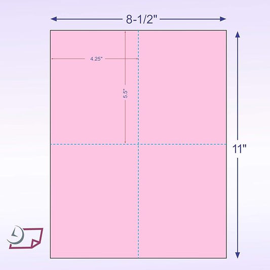 NextDayLabels - 8-1/2" x 11" Laser/Inkjet Postcards 4 Per Page, (4-1/4" x 5-1/2" Each Card | Pink, 200 Cards)