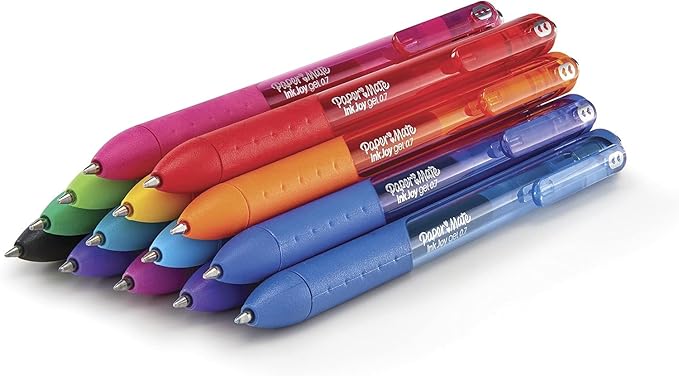 Paper Mate InkJoy Gel Pens, Black Ink, Medium Point (0.7mm), 10 Count, Bundle with Plastic Reusable Pouch