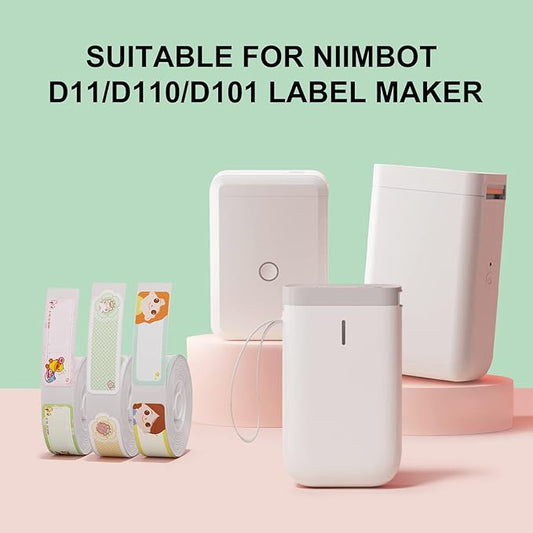 D11 D110 D101 Label Tapes, 6 Rolls 0.59" x 1.96"(15x50mm) Adapted for Niimbot D11/D110/D101 Label Print Paper, D11 Thermal Sticker Paper Waterproof Self Adhesive D110 Labeling Tape(White)