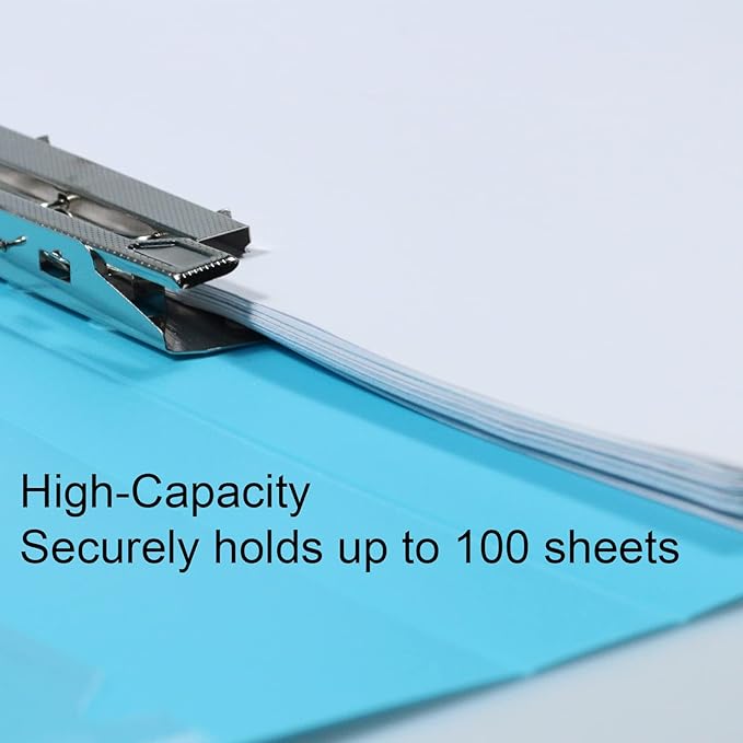 Acocony Punchless Binder with Clamp Letter Size Punchless Clamp Binder 8.5 x 11 Report Covers Plastic Watery Blue Pack of 6