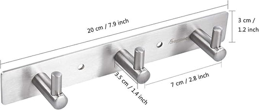 Key Holder Wall Mounted Coat&Towel Hook Rack Brushed Nickel 7.9-Inch with 3 Key Hooks for Entryway,Door, Bathroom, Kitchen Foyer, Hallway(304 Stainless Steel,Silver)