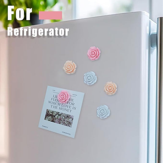 15 pcs - Cute Flower Magnets - Pink Rose Magnets for Office Whiteboard, Locker & Decoration(15 pcs - Rose - Pink)