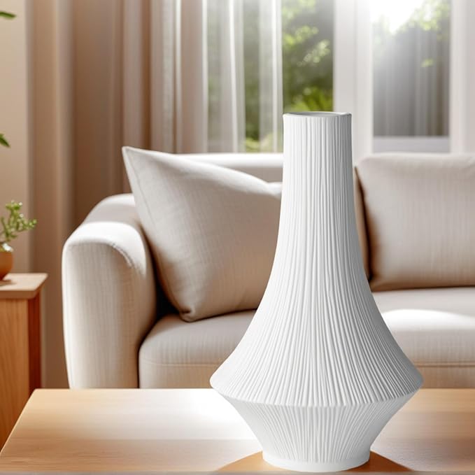 RONDURE 12.3" Modern Ceramic Table Lamp, Modern Bedside Lamps for Bedroom, Living Room and Nightstand, White Translucent Ceramic Shade, Warm Ambient Lighting, Home Decor