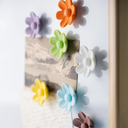 3D Solid Color Flower Cute Fridge Magnets for Locker, Colorful Strong Decorative Funny Refrigerator Magnets for Whiteboard, Kitchen, and Office (12 Pieces)