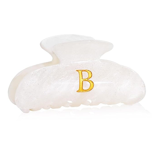 Acrylic Letter Hair Clips for Women -White Monogram Hair Claw Alphabet Large Hair Clip, Fashion Glitter Claw Clips Elegant And Durable Hair Accessory, Letter B
