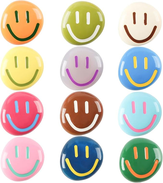 12Pcs Fridge Magnets - Smiley Face Cute Refrigerator Magnets - Colorful Decorative Small Magnets for Whiteboard Locker Cabinet - Classroom Kitchen Office Decor (3mm Magnet Set)- SMILE EVERYDAY