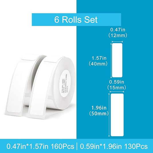 Label Maker Tape NIIMBOT D11 6 Rolls Adapted Cable Print Paper Standard Laminated Office Labeling Tape Replacement for D11 Machine Oil Proof Waterproof Tearproof