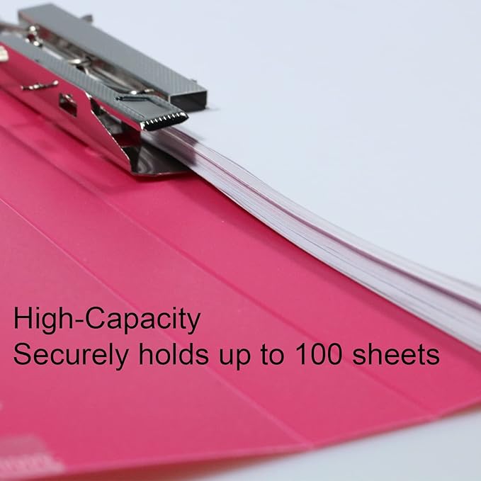 Acocony Punchless Binder with Clamp Letter Size Punchless Clamp Binder 8.5 x 11 Report Covers Plastic Rose Red Pack of 6