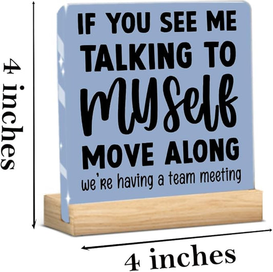 Funny Office Acrylic Sign, Funny Office Decor Sign,Thank You Gifts for Home Rustic Farmhouse Desk Decorative Signs for Shelf Desk Tabletop Accessories Decor Blue