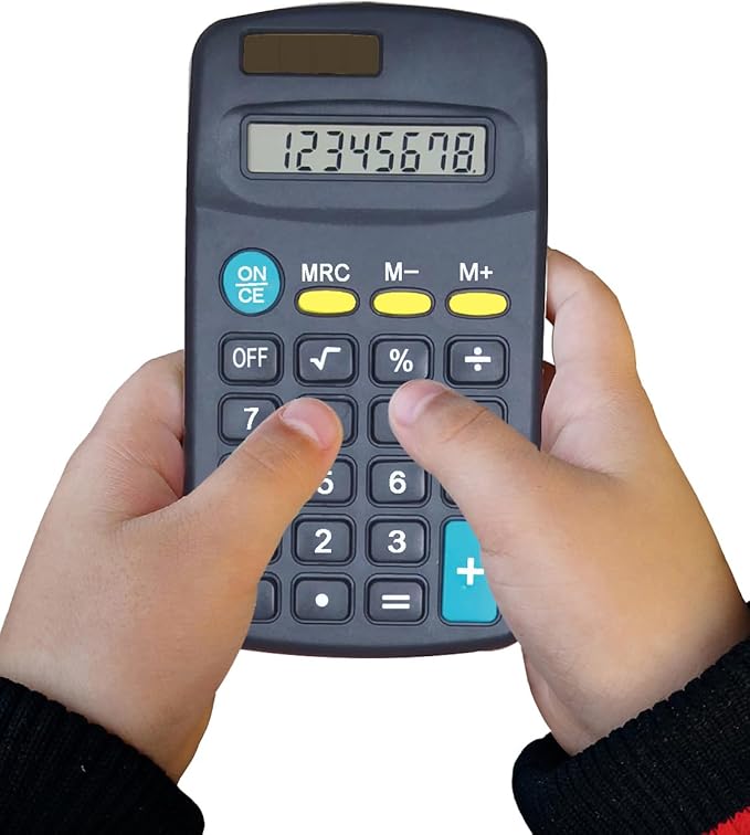 Calculators Bulk, Four Function Calculator with Dual Power 8 Digit Small Pocket Size Handheld for Classroom Desktop Home (Black,Set of 10)