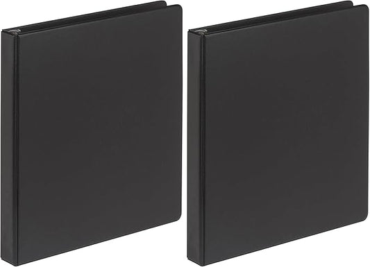Samsill 1 Inch Value Document Storage 3 Ring Binder, Round Ring, 11 x 8.5 Inches, Black (11300) (Pack of 2)
