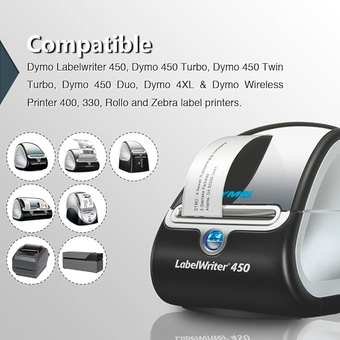 BETCKEY - Compatible DYMO 30334 (2-1/4" x 1-1/4") Multipurpose Barcode/FNSKU Labels, Perforated, Compatible with DYMO Labelwriter 450, 4XL, NOT Fit 550 & 5XL [6 Rolls/6000 Labels]